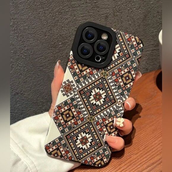 Patterned IPhone 16 pro max Case - Black and Multicolor - Picture 1 of 6